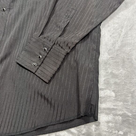 Wrangler Western Shirt Men's Size XL Black Pearl Snap Button Up Cowboy - Picture 5 of 8